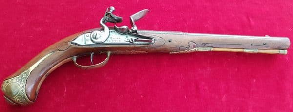 A  nice quality very long Austrian flintlock pistol circa 1760-80. Good condition. Ref 1620.